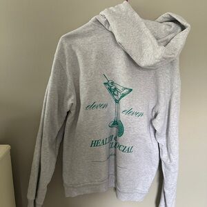 eleven eleven Gray Hoodie with Green Graphic